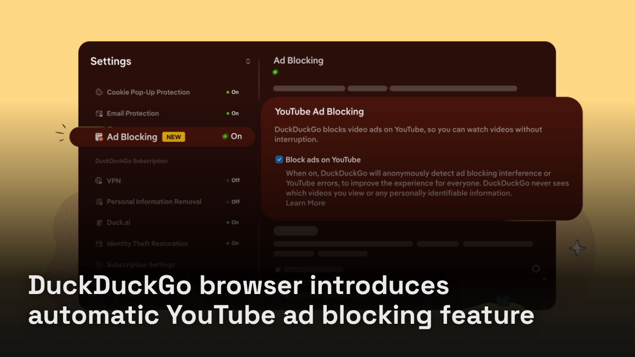 DuckDuckGo browser introduces automatic YouTube ad blocking feature